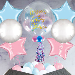 Baby Pink & Blue Stars Balloon Package