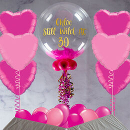 Shocking Pink Feathers Balloon Package