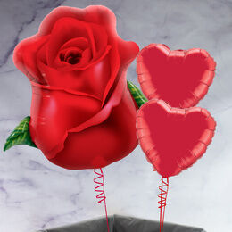 Giant Rose & Foil Hearts Balloon Package