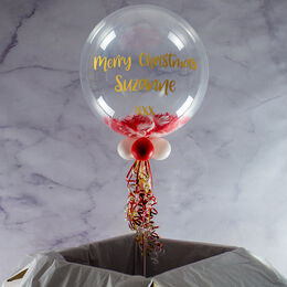 Personalised Candy Cane Feathers Bubble Balloon