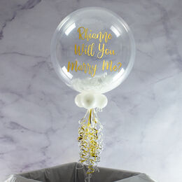 'Will You Marry Me?' Personalised Feather-Filled Bubble Balloon