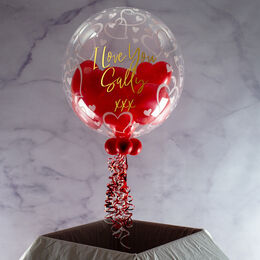 Heart Print Personalised Heart-Filled Bubble Balloon