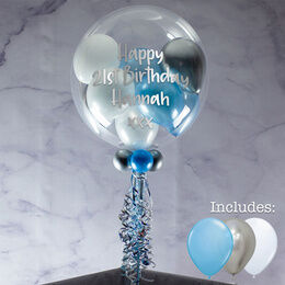 Personalised Ice Blue Balloon-Filled Bubble Balloon