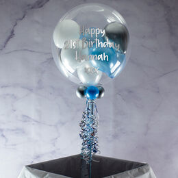 Personalised Ice Blue Balloon-Filled Bubble Balloon