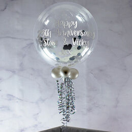 Personalised Silver Confetti Bubble Balloon