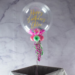 Personalised Candyfloss Feathers Bubble Balloon
