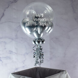 Personalised Silver Sparkle Balloon-Filled Bubble Balloon