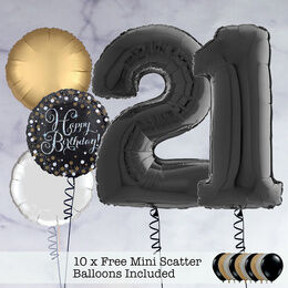 21st Birthday Black Foil Balloon Package