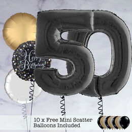 50th Birthday Black Foil Balloon Package