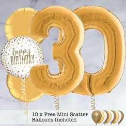 30th Birthday Gold Foil Balloon Package