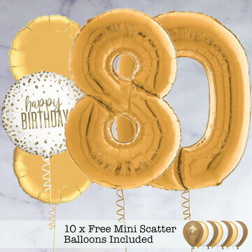 80th Birthday Gold Foil Balloon Package