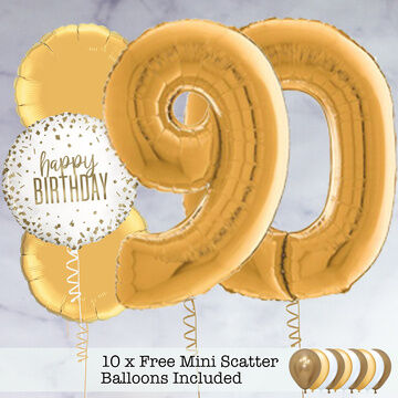 90th Birthday Gold Foil Balloon Package