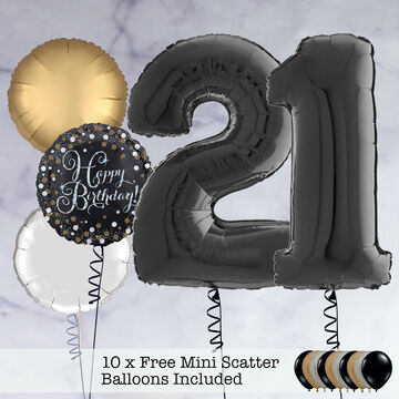Black Foil Number Balloon Package