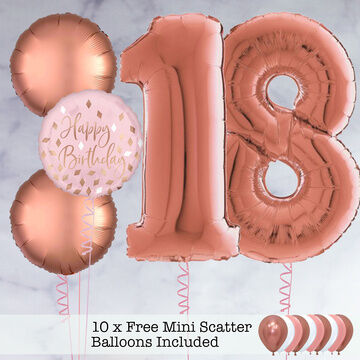 18th Birthday Rose Gold Foil Balloon Package
