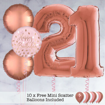 21st Birthday Rose Gold Foil Balloon Package