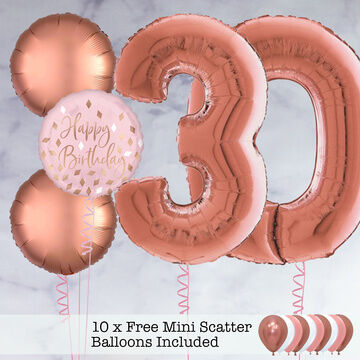 30th Birthday Rose Gold Foil Balloon Package