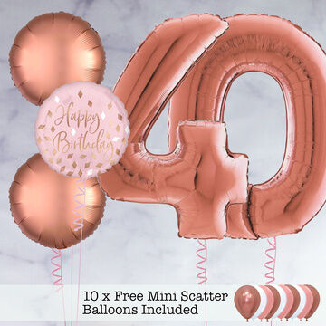 40th Birthday Rose Gold Foil Balloon Package