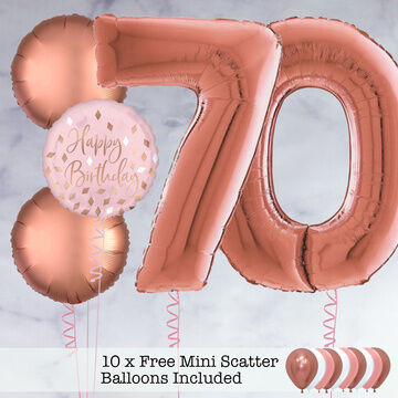 70th Birthday Rose Gold Foil Balloon Package