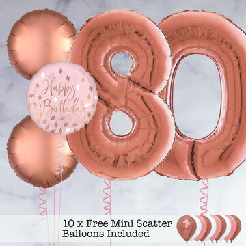 80th Birthday Rose Gold Foil Balloon Package