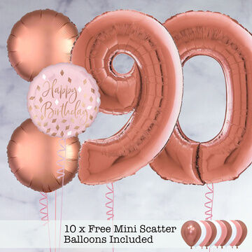90th Birthday Rose Gold Foil Balloon Package