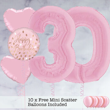30th Birthday Light Pink Foil Balloon Package
