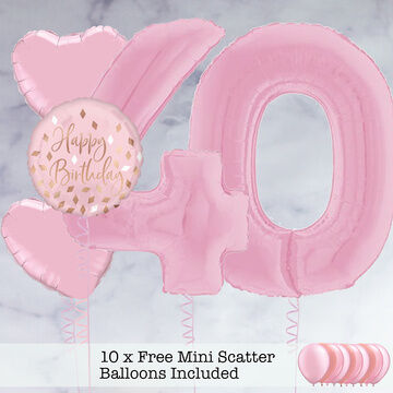 40th Birthday Light Pink Foil Balloon Package