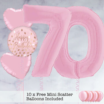 70th Birthday Light Pink Foil Balloon Package