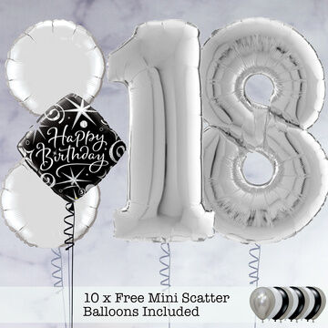 18th Birthday Silver Foil Balloon Package