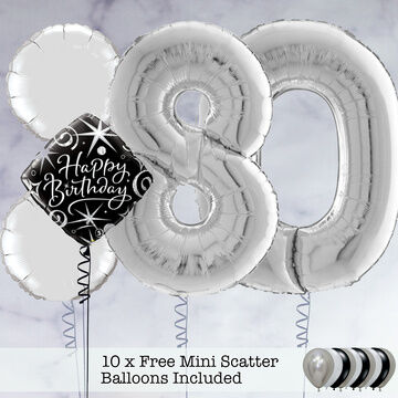 80th Birthday Silver Foil Balloon Package