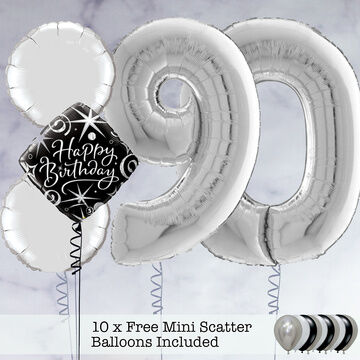 90th Birthday Silver Foil Balloon Package