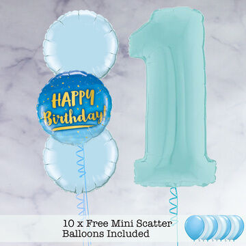 1st Birthday Pastel Blue Foil Balloon Package