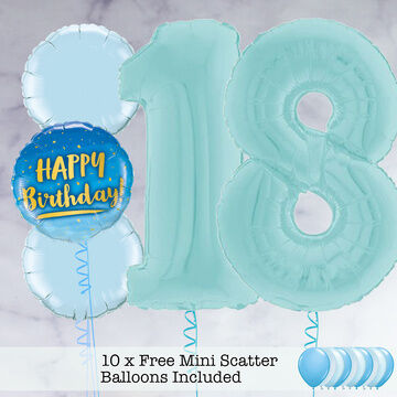 18th Birthday Pastel Blue Foil Balloon Package