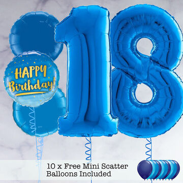 18th Birthday Royal Blue Foil Balloon Package