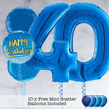 40th Birthday Royal Blue Foil Balloon Package
