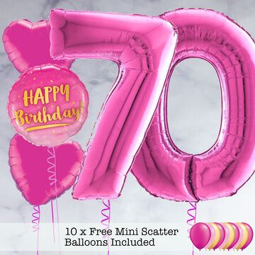 70th Birthday Hot Pink Foil Balloon Package