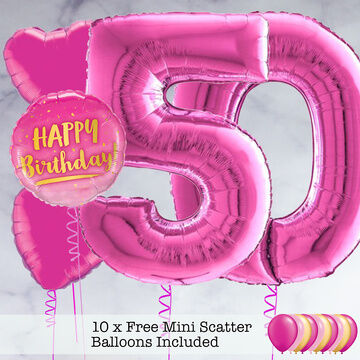 50th Birthday Hot Pink Foil Balloon Package
