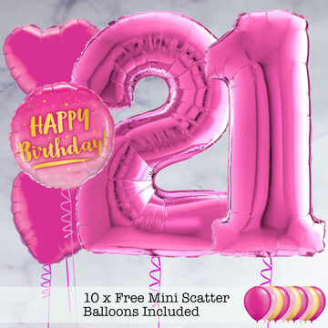 21st Birthday Hot Pink Foil Balloon Package
