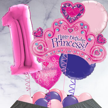 Princess Crown Inflated Birthday Balloon Package