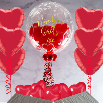Heart-Print Red Hearts Balloon Package