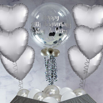Silver Sparkle Confetti Balloon Package