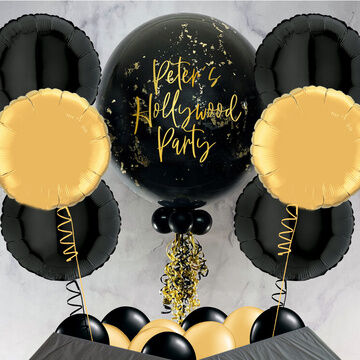 Gold Flakes Black Bubble Balloon Package