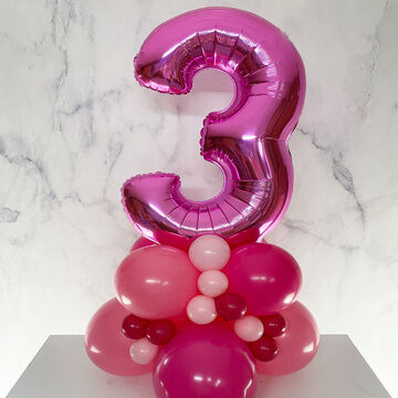 Bright Pink Foil Number Balloon Stack