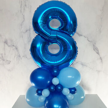 Royal Blue Foil Number Balloon Stack