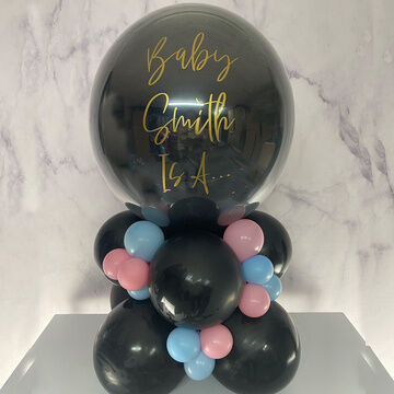 'Poppable' Blue Confetti Gender Reveal Balloon Stack