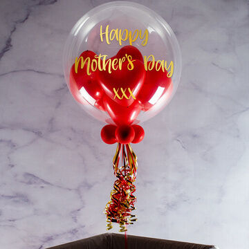 Personalised Heart Balloon-Filled Mother's Day Bubble Balloon