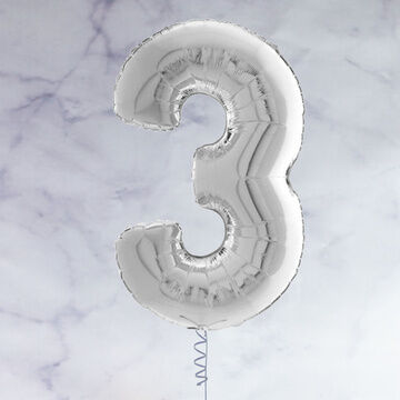 26" Silver Number Foil Balloon - 3