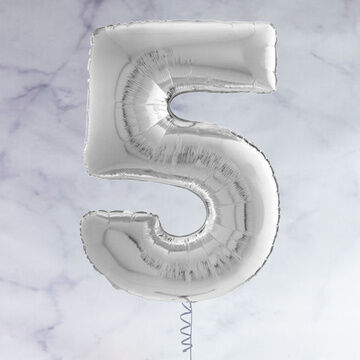 26" Silver Number Foil Balloon - 5