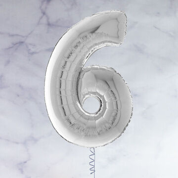 26" Silver Number Foil Balloon - 6