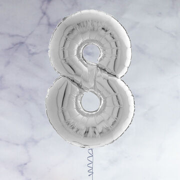 26" Silver Number Foil Balloon - 8