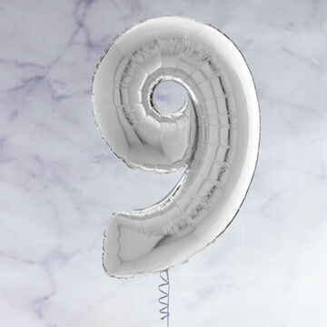 26" Silver Number Foil Balloon - 9